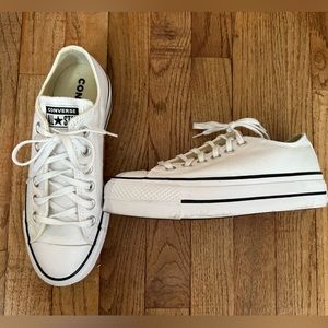 Converse white platform sneakers, very lightly worn!